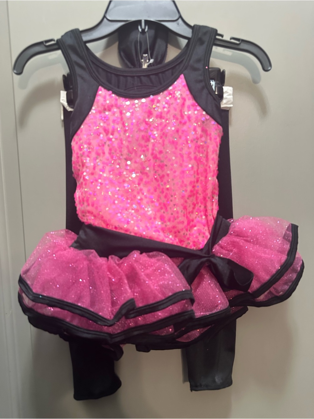 Curtain Call Costumes Size CSM Pink/Black 2-Piece Dance Costume NWOT